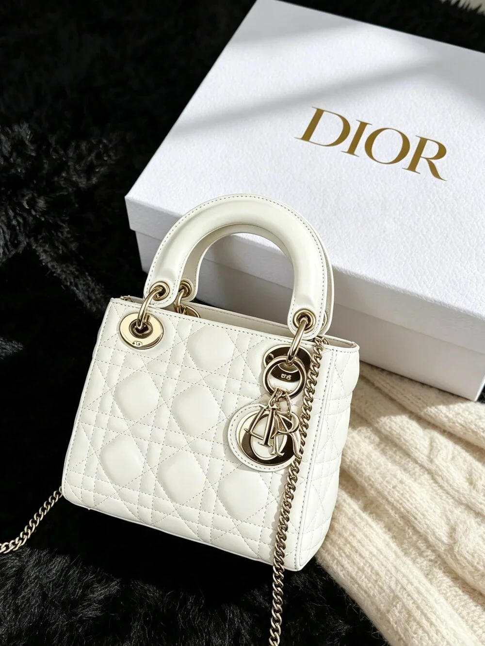 Mini Lady Dior Bag White Cannage Lambskin